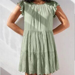 Aritzia Wilfred La Boheme Sidonie Ruffled Scalloped Dress Green Size Large